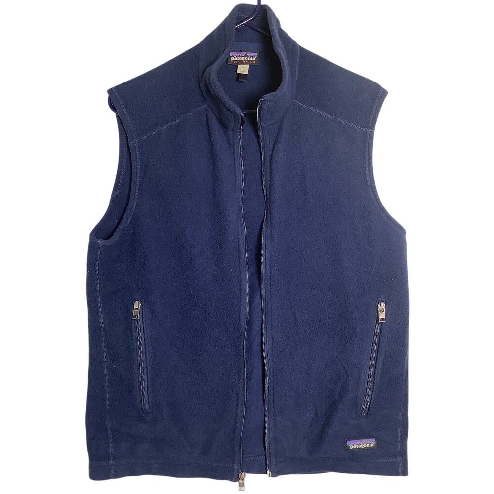 Patagonia Men's Medium Navy Blue Synchilla Full Zip Fleece Vest Gorpcore HR9-3